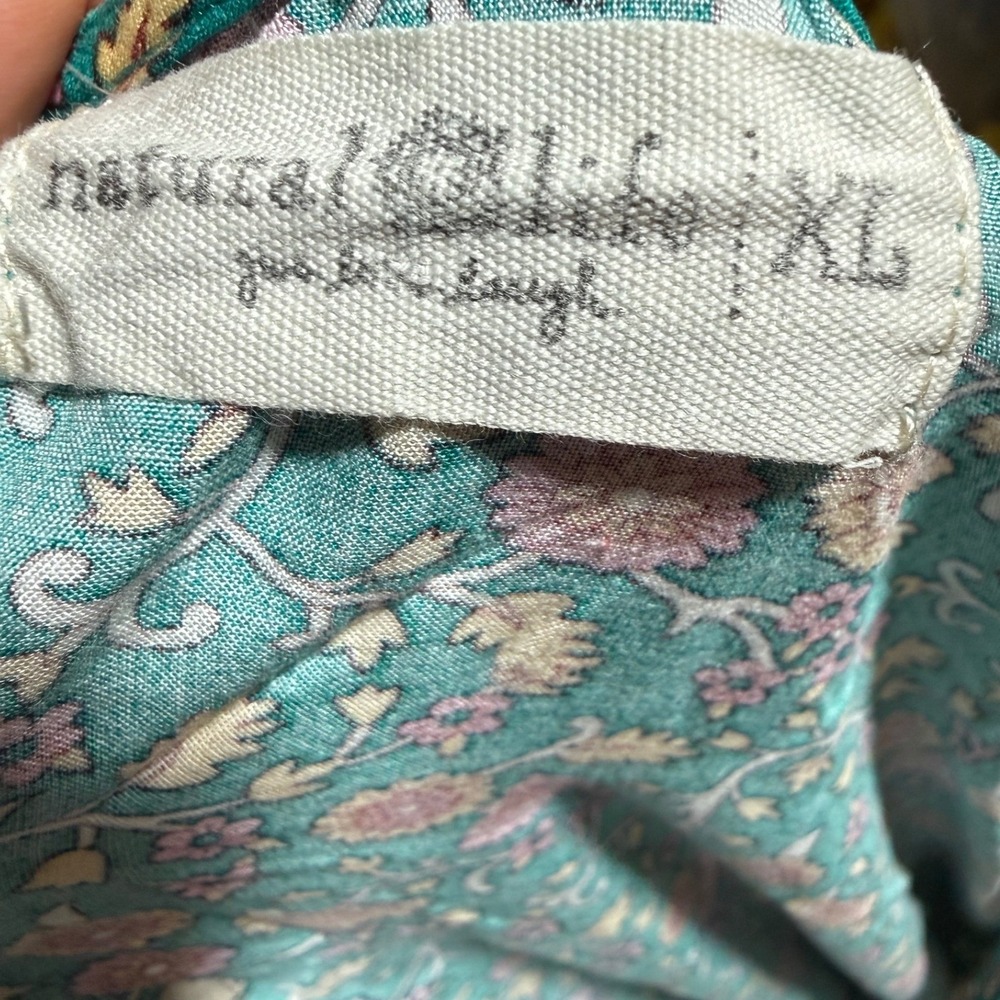 Natural Life Rebecca Womens XL Teal Floral Rayon Maxi Dress V-Neck Boho Pockets - Picture 14 of 16